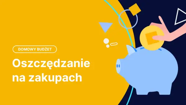 Domowy budżet: Oszczędzanie na zakupach. Ręka wrzuca monetę do skarbonki świnki, symbolizując sposoby na oszczędzanie pieniędzy.